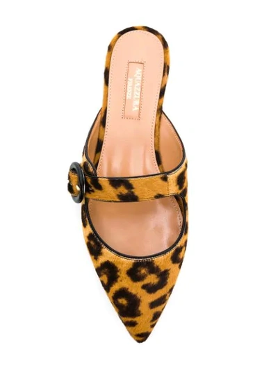 Shop Aquazzura Leopard Print Slippers