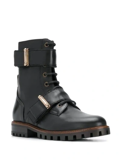 Shop Anna Baiguera Buckle Detail Combat Boots In Black