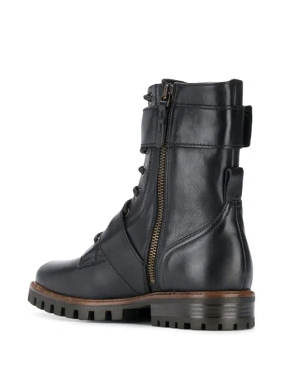 Shop Anna Baiguera Buckle Detail Combat Boots In Black