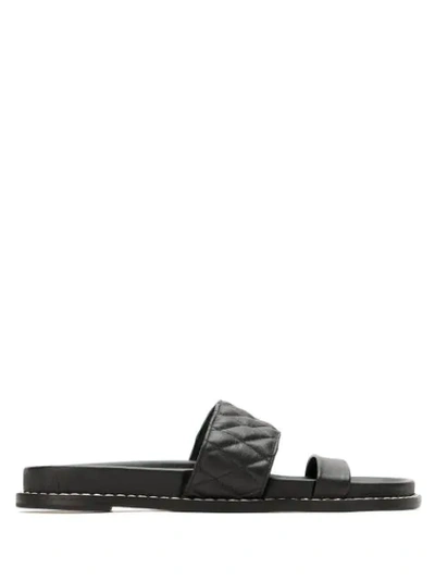 Shop Mara Mac Quilted Leather Sandals In Black