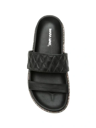Shop Mara Mac Quilted Leather Sandals In Black