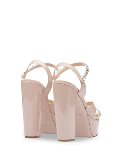 Shop Miu Miu Platform Crystal-embellished Sandals In Pink