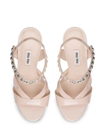 Shop Miu Miu Platform Crystal-embellished Sandals In Pink