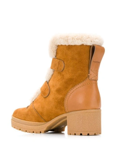 Shop See By Chloé Buckled Shearling Boots In Brown