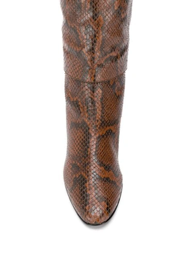 Shop Giuseppe Zanotti Snakeskin Knee High Boots In Braun