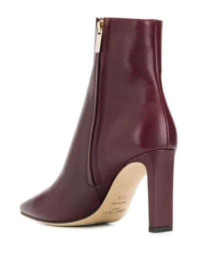 Shop Jimmy Choo Heeled Logo Ankle Boots In Red