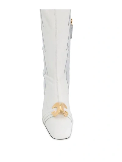 Shop Gucci Thigh-high Lightning Bolt Boots In White