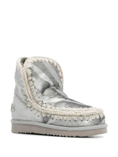 Shop Mou Eskimo Metallic Boots In Silver