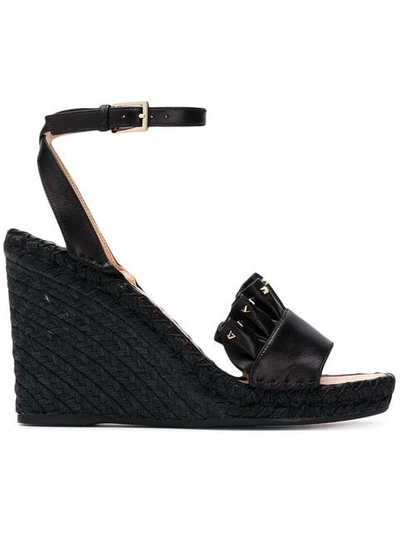 Shop Valentino Garavani Ruffle Wedges - Black