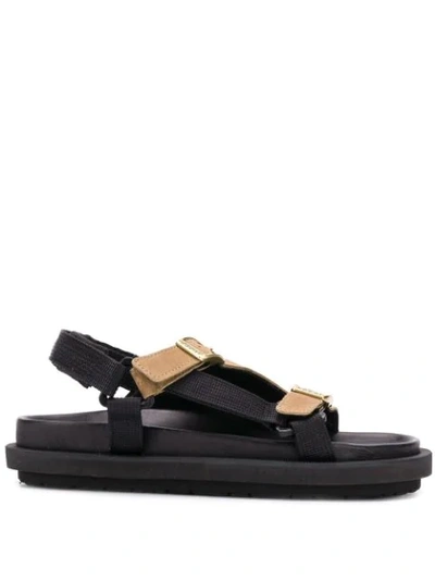 Shop Sacai Buckled Sandals In 652 Beige/black