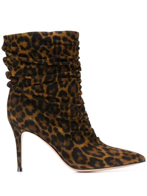 ankle boots with leopard print heel