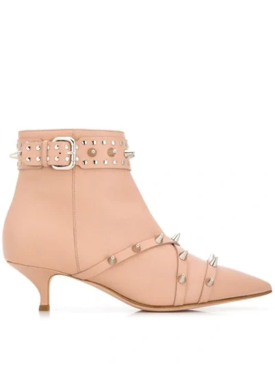 Shop Red Valentino Red(v) Studded Ankle Boots In Pink