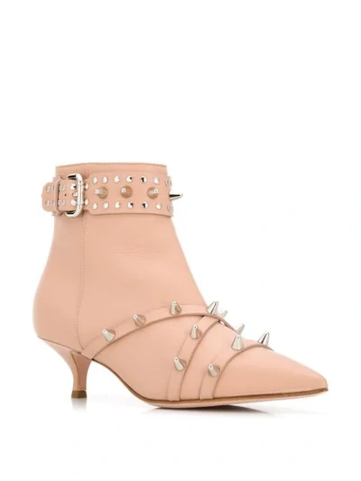 Shop Red Valentino Red(v) Studded Ankle Boots In Pink