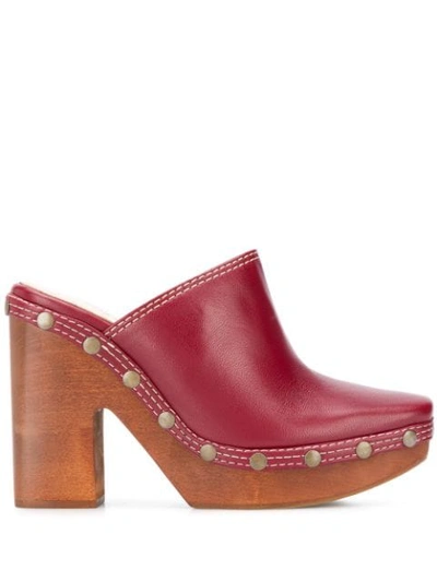 Shop Jacquemus Studded Mules In Red