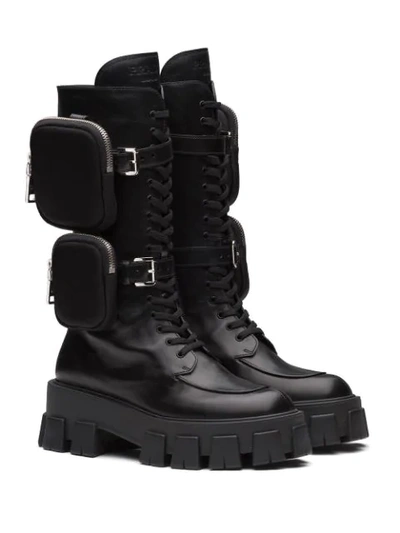 Shop Prada Monolith Chunky Boots In Black