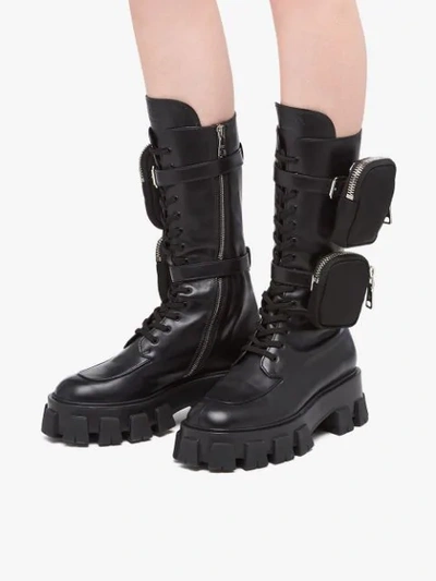 Shop Prada Monolith Chunky Boots In Black