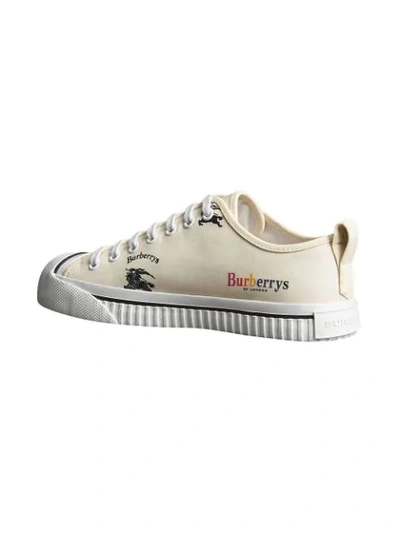 Shop Burberry Archive Logo Cotton Sneakers In White