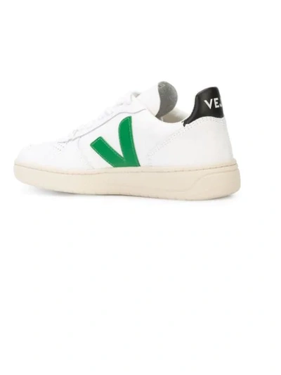 Shop Veja Perforated Toe Sneakers  In Extra White/emeraude/black