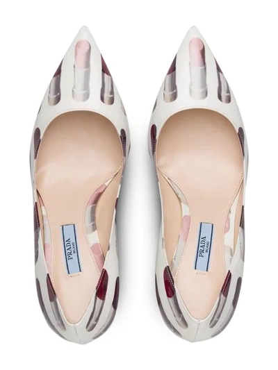 Shop Prada Lipstick Print Pumps In White