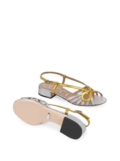 Shop Gucci Metallic Leather Sandal In Silver