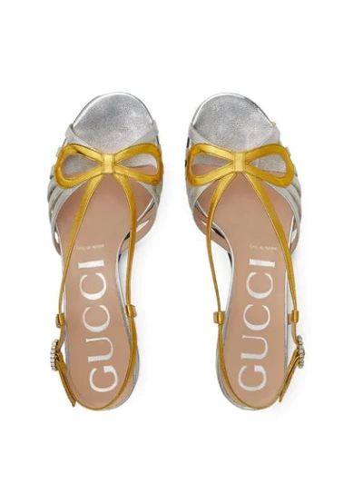 Shop Gucci Metallic Leather Sandal In Silver