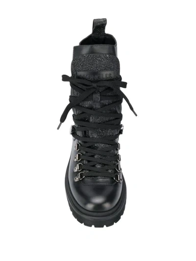 Shop Moncler Lace-up Leather Army Boots In Black