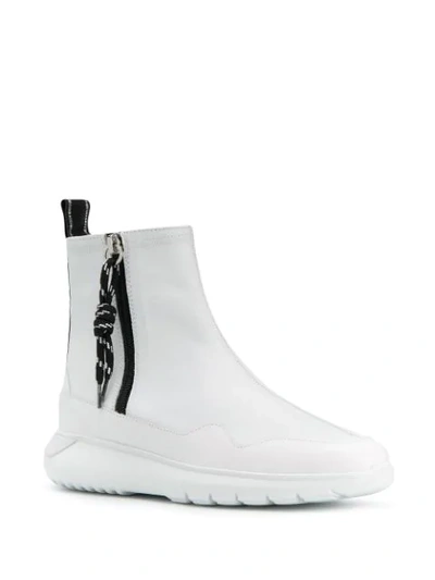 Shop Hogan Side Zip Ankle Boots In White