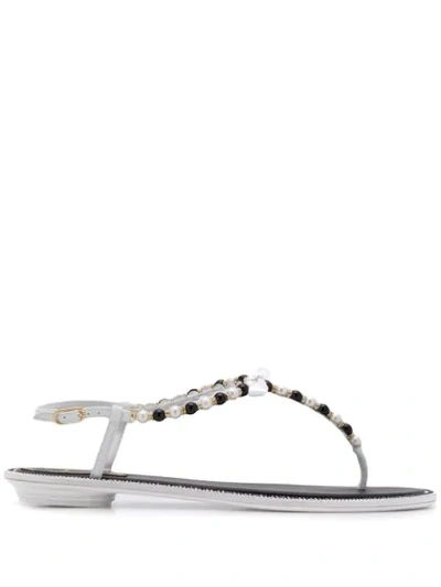 Shop René Caovilla Eliza Flat Sandals In White