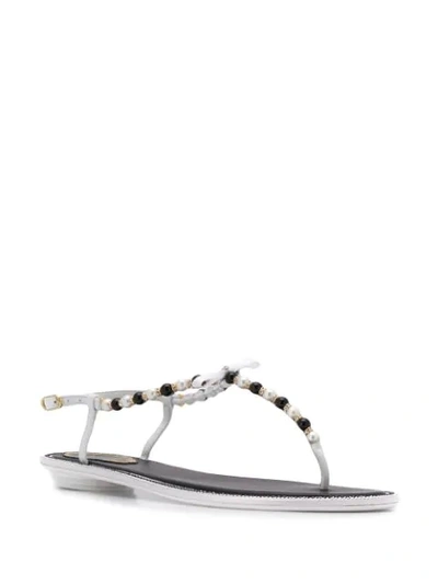 Shop René Caovilla Eliza Flat Sandals In White