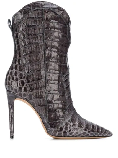 Shop Alexandre Birman Snakeskin Effect Boots In Grey