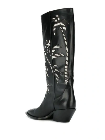 Shop A.f.vandevorst Palm Embroidered Knee-high Boots In Black