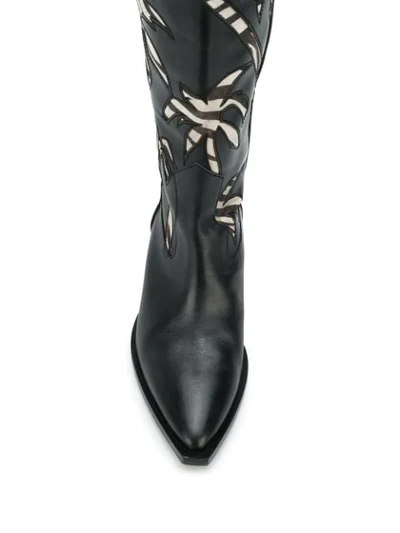 Shop A.f.vandevorst Palm Embroidered Knee-high Boots In Black