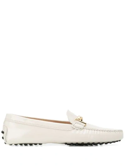Shop Tod's Gommino Driving Loafers In White