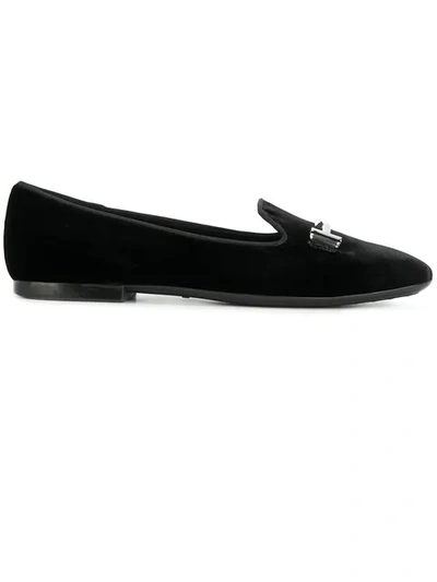 Shop Tod's Double T Slippers - Black