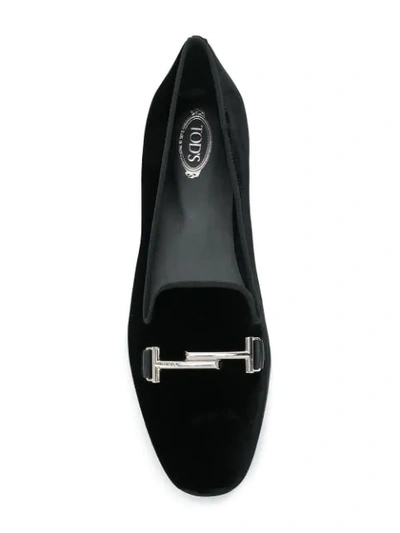 Shop Tod's Double T Slippers - Black
