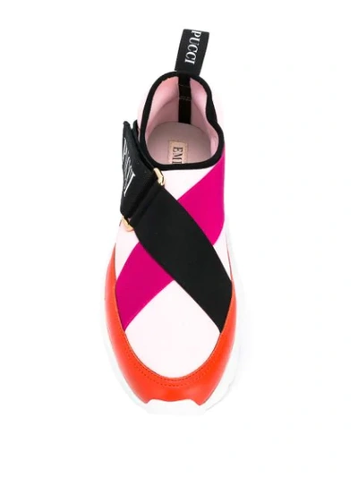 Shop Emilio Pucci Colourblock Touch-strap Sneakers In Pink