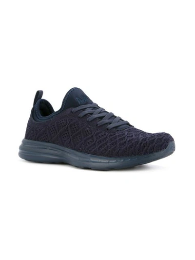 Shop Apl Athletic Propulsion Labs Textured Lace-up Sneakers In Blue