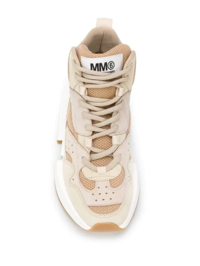 Shop Mm6 Maison Margiela Panelled Hi-top Sneakers In Neutrals