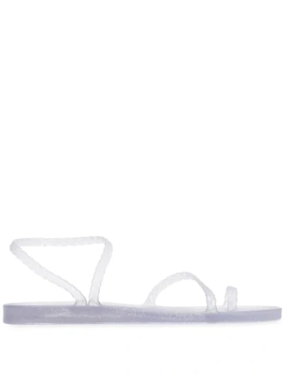 Shop Ancient Greek Sandals Clear Eleftheria Jelly Sandals In Silver