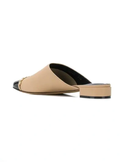 Shop Ferragamo Vara Chain Mules In Neutrals