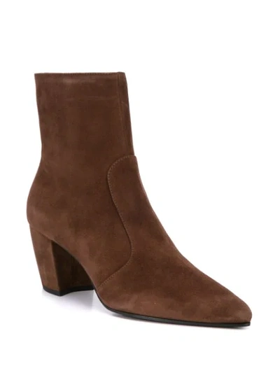 Shop Prada Low-heel Ankle Boots In Brown