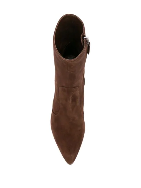 Prada Stiefeletten Mit Niedrigem Absatz In Brown Modesens
