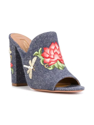 Shop Aquazzura Floral Print Mules