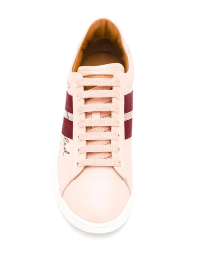 Shop Bally Stripe Low-top Sneakers In Pink