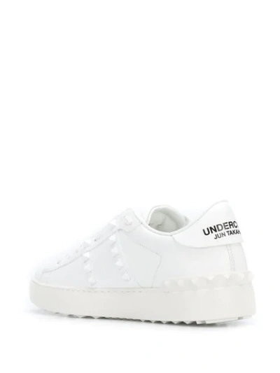 Shop Valentino Garavani Rose Rockstud Sneakers In White