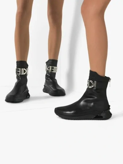 Shop Balmain Glove Leather Boots In Black