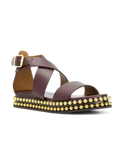 Shop Chloé Studded Platform Sandals - Brown