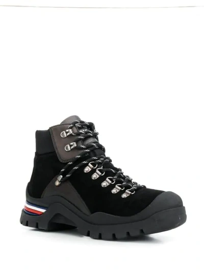 Shop Tommy Hilfiger Leather Lace-up Ankle Boots In Black