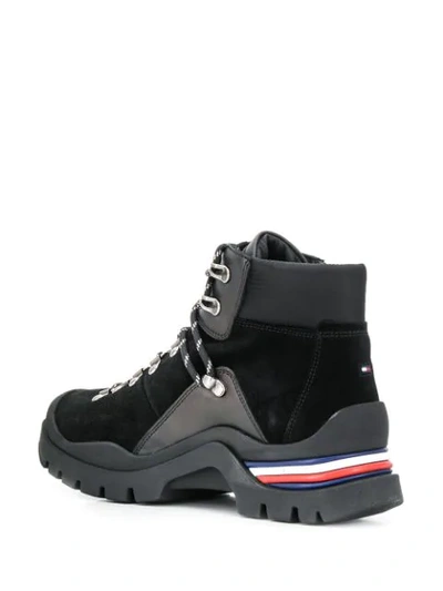 Shop Tommy Hilfiger Leather Lace-up Ankle Boots In Black