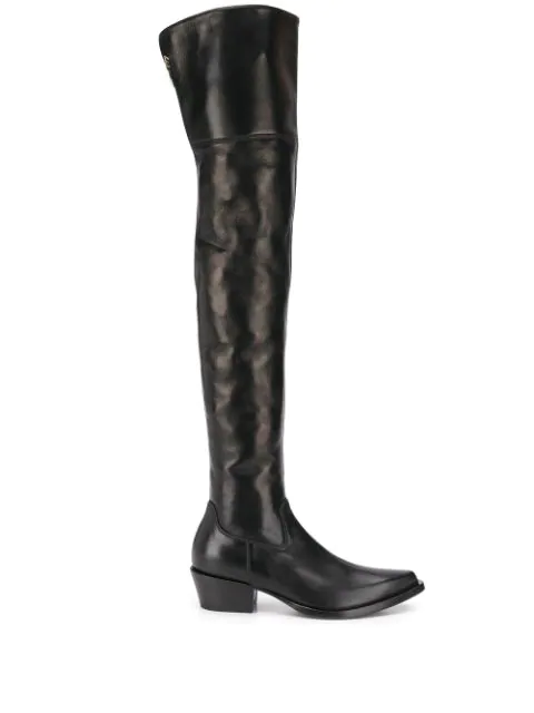 black thigh high cowboy boots